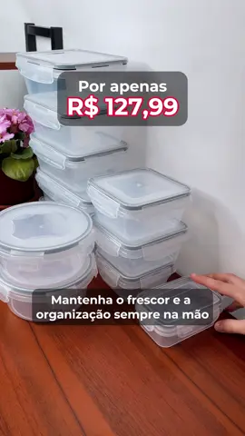 Conjunto 16 Potes Herméticos Croix Empilhavel Tampa E Trava por apenas R$ 127,99 manthha o frescor e a organização sempre na mão. # ofrecer #cozinha #ordem #brasil #loibrasil
