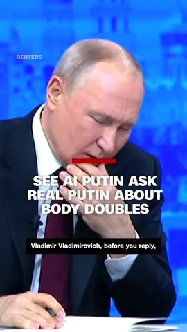 Russian President Vladimir Putin was struggling for words when confronted by an AI-generated version of himself during the country's first year-end question-and-answer session since the start of Russia's invasion of Ukraine. There’s been some speculation that Putin has body doubles to cover for him during public appearances because of alleged health problems, Reuters reports. The Kremlin has denied that and said the president's health is excellent. #ai #russia🇷🇺