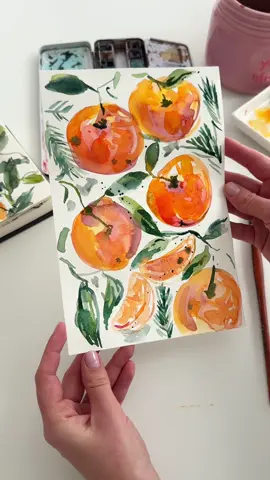 Painting Tangerines 🍊🎨with #Watercolor in a Loose Style for my Watercolor Advent Calendar, a burst of vibrant colors #watercolorprocess #painting #paintingtutorial #paintingfood 