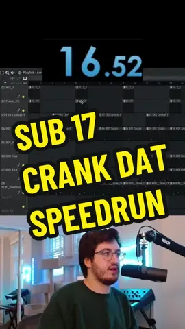 Replying to @Henry SUB 17 CRANK DAT 🔥🔥🔥 but @robtmb still has the new WR (14.92s) 😭  @robtmb  #producer #producertok #beats #beatmaking #rap #souljaboy #crankdat #speedrun #flstudio #twitch 