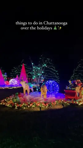 Things to do over the holidays ⬇️✨🎄 Here’s some ideas for Christmas lights & holiday activities in Chattanooga! Have family in town? These are great for all ages + some are free. 📍Asian Lantern Festival at the Zoo - Bright walk through light displays - Great for young kids - Now til January 14th - Wednesdays - Sundays from 5:30-9:30pm - $23/adult & $17/child *tickets must be purchased online 📍Train rides at the Tennessee Valley Railroad - Holiday Lights Train runs til Jan 14th - Great for families - Other train rides available - Cost & dates vary - Tickets can be purchased online 📍Top of the Rock Igloo Dining - 30 minutes from Chattanooga - 10 igloos *Reservations required* - Must call to book 423-939-9037 - Beautiful views at sunset  - Be aware it’s in Central time not Eastern 📍Chattanooga Choo Choo - FREE to walk around & view decor - Great spot for photos - Lots of local restaurants around - Stop at the Festive Forest & EPB Lights in Miller Park nearby 📍Ice skating with Ice on the Landing - Located at the First Horizon Pavilion - $12/adults & $10/child - Tickets can be bought online - Check hours & days online before going! 📍Christmas Lights on Jason Drive in East Ridge 🚗 DRIVE THRU ONLY! - Everyday til Christmas - Lights are on 5:30-10:30pm - FREE but they take canned goods & donations for local charity ⚠️ Long wait times - avoid weekends - Address: 3716 Jason Drive, Chattanooga, TN ✨ Which of these are your favorites? Mine is the Asian Lantern Festival & drive thru lights 🚗 #chattanooga #chattanoogatn #christmaslights #holidayseason #christmasdecorations 