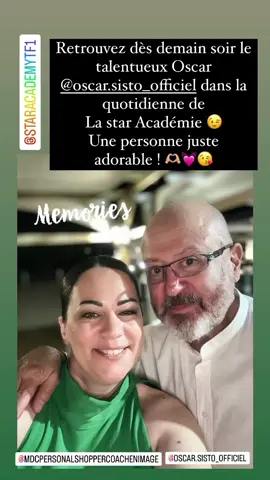 Retrouvez le talentueux @oscar.sisto_officiel dans la quotidienne de demain soir de la Star académie sur TF1 !  Mon coup de cœur de cet été 💓  Un personnage charismatique au grand cœur ❤️  Je t’embrasse Oscar 😘, je garde de merveilleux souvenirs à tes côtés et de cette belle envolée de paillettes ✨ dont tu faisais partie 😉et de nos jolis échanges 🫶🏼 #staracademy2023 #staracademy #oscarsisto #memories 