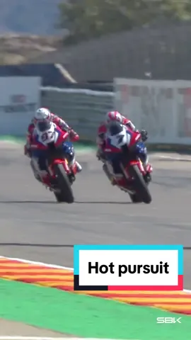Team HRC rider Xavi Vierge in hot pursuit of teammate Iker Lecuona in Race 2 at Aragon 🔥 Enjoy full Race 2 YouTube highlights via link in bio 🔗 #AragonWorldSBK #motorcycle #Motorsport #racing #2023SeasonReview 