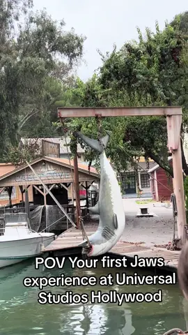 Watch till the end! Jaws is a ride that will forever be imprinted in my brain. I went on it many times when it was in orlando and wished my kids would have gotten to experience it too. I was so excited to find it is part of the Studio Tour at Universal Hollywood. Rileys reaction at the end is EXACTLY how I reacted as a kid too! #universalstudios #universalstudioshollywood #studiotour #jaws 