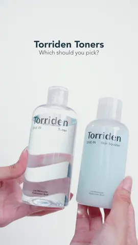 Torriden toners are absolutely perfect! Both hydrate well without leaving any sticky feeling💧💙 #torriden #diveintoner #diveinskinbooster #koreanskincare #koreanbeauty #fyp 