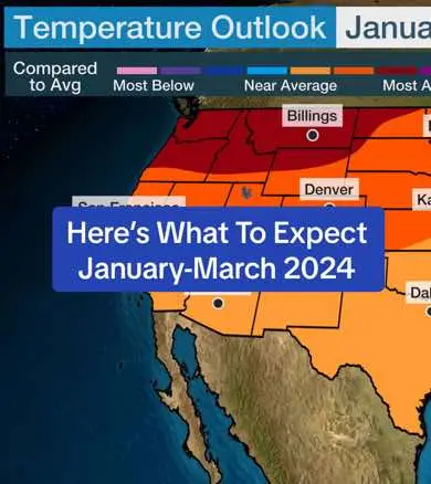 Here’s a first look at how temperatures are expected to play out in the first three months. For the full outlook, head to the link in our bio. #weather #weathertok #forecast #winter #2024 #news #maps #TheWeatherChannel 