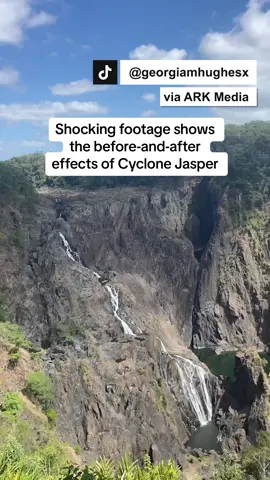 📍Barron Falls, Queensland: eight days apart, the catastrophic effects of Cyclone Jasper were captured on video.  (🎥- @georgiamhughesx via ARK Media) #cycloneJasper #extreme #news #queensland #barronfalls #cyclone #floods #caughtoncamera #unbelievable  Cyclone Extreme weather Cyclone Jasper Floods 