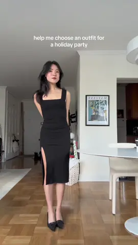 Four very different vibes- which should I go with? #holidayoutfits #outfitideas #holidaydresses #OOTD #outfitinspo #christmasoutfits #holidaypartyoutfit #realisationpar #reformationdress @Réalisation Par @reformation 