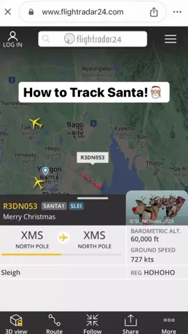 Track Santa’s Journey this Christmas 🎅🏼🥰 Want to know where Santa is right now? Follow these easy steps to track his sleigh and keep up with his journey around the world! 🌍✨ @flightradar24 #tracksanta #santaiscoming #christmastips #christmastime #santaclaus 