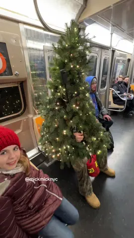 Mister  Christmas Tree is in NYC bringing the Christmas joy to the subway 🎄🥰 @MrXmasTree Lt Evergreen 4REAL! #mrchristmas #christmastree #rockefellercenter #subway #subwaycreatures #fyp #foryourpage #merrychristmas 