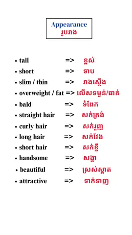 Vocabulary = [Appearance] #English #fypシ #foryoupage 