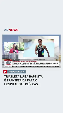 #JornaldaManhã | #Triatleta #LuisaBaptista é transferida para o #HospitaldasClínicas, em São Paulo; segundo a #SantaCasa de São Carlos, #atleta teve uma 'melhora importante'