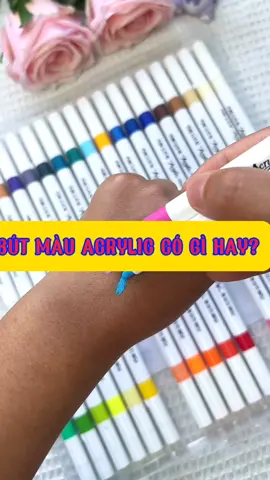 Bút màu acrylic vẽ lên tay dùng khăn giấy ướt lau ra ngay luôn. an toàn cho bé sử dụng #duhocsinhhanquoc #acrylic #mauacrylic #butacrylic #butlong #buthightlight #but #bút #thinhhanh #thinhhanhtiktok #xuhuong #xuhuongtiktok 