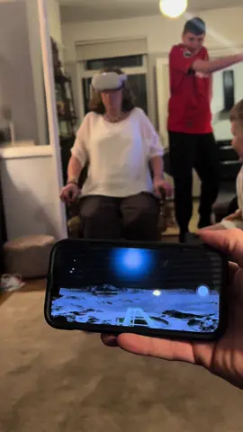 When you introduce your 77 year old mum to her first VR experience 😂😂😂 #fyp #vr #funny #nan #rollercoaster #haha #christmas #laugh 
