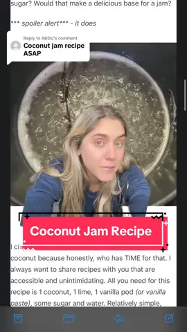 Replying to @ABDU weekly tuesday recipes 🥥  @Claire @Claire #coconutjam #jamrecipe 