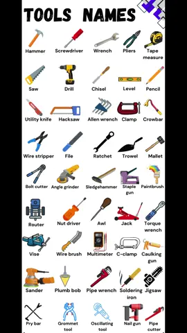tools names vocabulary in English #english#learn #englishteacher #fypシ゚viral #fyp #viralvideo #Viral #Trending #Viral #funny #duet #humor #Comedy #greenscreen #Love #tiktok #usa #uk 