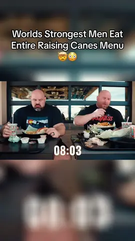 Worlds strongest men eat entire raising canes menu 🤯😳 #brianshaw #worldsstrongestman #wsm #shawstrength #foodchallenge #food #raisingcanes #raisingcaneschickenfingers #canes #foryou #fyp #viral 