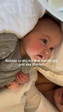 Ariella is just shy of six months, and I'm convinced she said her first word 'mama.' Was it babble or an actual word? Regardless, I'm taking it as a win that her first word was definitely 'mama.' 🤣👶 #BabyTalk #5monthsold #firstword #babysfirstword #babybabble 