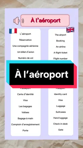 À l’aéroport en anglais 🇬🇧🇫🇷✈️#english #englishteacher #englishlesson #apprendresurtiktok #apprendrelanglais #anglaisfacile #anglaisvsfrancais #anglais #anglaispourlesnuls #aéroport #airport #airportlife 