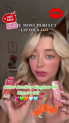 Color Reviver Lipglow Oil  Cherry Oil 🍒  💖💚🧡🤍🩵👄✨#Aliver #aliver #fyp #foryou #justforyou #makeup #makeuptutorial #makeupartist #lip #lipstick #lipglow #lipgloss #lipoil #recommended #gift #happynewyear 