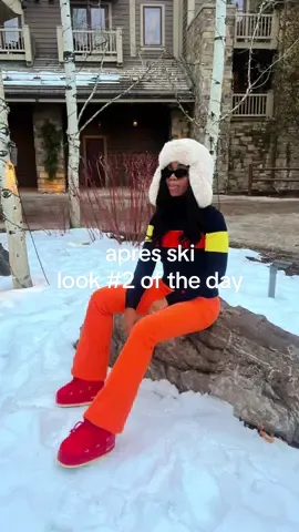 A little #apresski outfit 💁🏽‍♀️ Look 2 of the day in Jackson Hole. These colors were so fun and not something i would have picked for myself! #blackgirltiktok #skioutfit #jacksonhole #trippinwithtarte #ski 