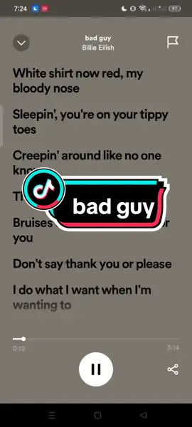 bad guy #fyp #fypシ #lyrics #fulllyrics #spotify #trending #viral 