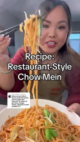 Replying to @Beth part 2 of your request 🙌🏼 RECIPE BELOW ⬇️ This is how takeout restaurants make their noodles, I didn’t make the rules and neither did my parents 🤗 but I’ll be sure to post another recipe to show you have to make it at home without all the noodles prep work if you guys want it!  Possibly a chicken chow mein recipe next?  ➡️ Recipe: Papa Tea’s Restaurant-Style Chow Mein Serves 4-6 Noodles— - [ ] 1lb dry squared wheat noodles  - [ ] 5 quarts water (for boiling) - [ ] Neutral oil, I use avocado  - [ ] Optional: 4 drops red food coloring + 6 drops yellow food coloring  Vegetables— - [ ] 2 Celery stalks, thinly sliced on a bias (about 2 cups) - [ ] 2 cups cabbage, thinly sliced into strips  - [ ] 1 medium onion, thinly sliced - [ ] 1 cup bean sprouts, washed  - [ ] 1 cup green onions, cut into 3inch pieces  - [ ] 4-5 garlic cloves, finely minced Sauce— 2 tbsp oyster sauce  1 tbsp soy sauce  1 tbsp dark soy sauce  2 tsp sugar  1 tsp chicken bouillon powder 1/4 tsp ground white pepper  - [ ] 1/3 cup water  - [ ] Neutral cooking oil  - [ ] Wok 1. Prep and chop the vegetables and combine all sauce ingredients in a small bowl. Set aside. 2. In a large wok, boil water and add food coloring (optional). Boil 2-3 mins less than instructions state. Strain.  3. Pour into a sheet tray. Drizzle oil to cover all noodles with thin layer of oil so it doesn’t stick. Leave in fridge to cool or leave in room temp to cool.  4. In the same wok, with high heat, add 2-3 tbsp oil. Make sure heat is high otherwise noodles will stick.  5. Add noodles and toss for 2 mins to get the smokey flavor. Move noodles to the side.  6. Add cabbage, celery and onions. Cover veggies with noodles. Pour in 1/3 cup water and cover wok with lid. Steam for 1-2 mins.  7. Uncover lid, pour in sauce mixture over the noodles. Using chopsticks, toss until noodles are coated. About 2 mins. 8. Add bean sprouts and green onions. Toss one more time. Serve and enjoy!  #chowmein #takeoutfood #chinesefood #asianfood #EasyRecipe 