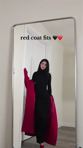 red coat fits ❤️🖤  Coat from Grlfrend  #winterfashion #winterfits #OOTD #redcoat 