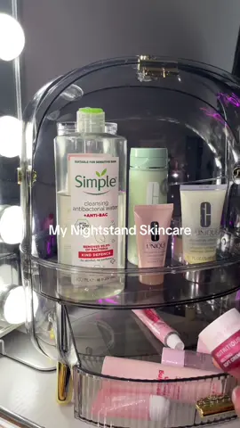 I love keeping certain skincare goodies easily accessible bedside #skincare #skincareproducts #skincaretiktok 