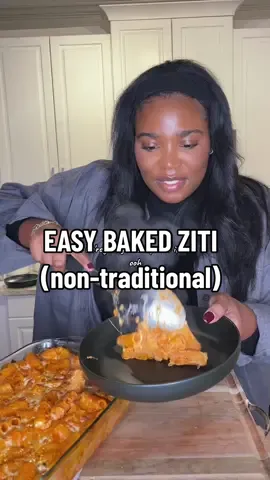 Baked Ziti with a pink sauce is iconic. #bakedziti #pinksaucepasta  I know this is not how you typically make baked ziti…don’t get too spicy. 