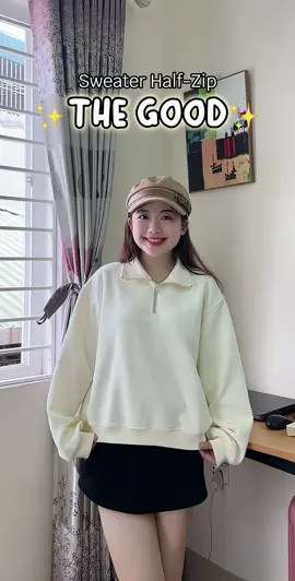 Một em áo sweater khoá zip mình ưng cực nè #thegood #sweater #aoni #outfit #thaohuongnoi 
