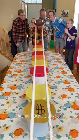 Fall Family Football Roll Game 🏈 Kids, Dad, Mom, and whole family play football roll table game with pvc pipe and thanksgiving holiday prizes. Great game for family gatherings or family thanksgiving dinner. (for entertainment purposes only) #kezzy #kezzygaming #christmascountdown #trending #explor #thanksgiving #fyp #game #challeng 