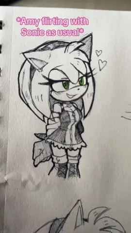 I love that whenever Sonic showed any sorta reciprocation towards Amy, the pink hedgehog just instantly malfunctions 😭  #sonicthehedgehog #amyrose #sonamy #sonic #fyp #ship #shipping #art #myart #drawing #traditionalart 