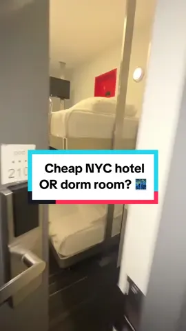 Big city, tiny room! Top ramen not included. 🏙️🗽 #newyorkcity #newyorkhotel #newyorktravel #uniquehotels #budgethotel #affordablehotel 