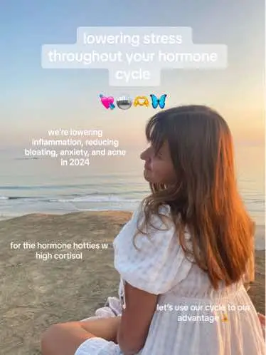 day 3/7 learning about your hormone cycle 😇 our bodies are primed for different things at different times throughout the month, take advantage of your cyclical nature to lower stress!! #lowerstress #cyclesyncing #howtocyclesync #wellnesstips #lowercortisolnaturally #follicular #perio #luteal #ovulation