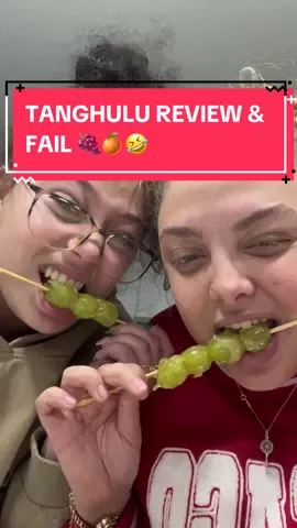 TANGHULU REVIEW & FAIL W/ MY SIS 🍇🍊🤣 follow me 🫶 #tanghulu #tanghuluasmr #foodreview #foodreaction #mukbang #fyp #eatingshow #mukbangeatingshow #followme #lueats3 #roadto2k #Foodie #asmr #eatingsounds 