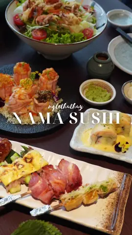 miếng sashimi đầu tiên mình ăn trong đời chính là ở Nama Sushi nè 🍣 #nglethuthuy #ReviewAnNgon #AnCungTiktok #sushi #hanoifood #donhat 