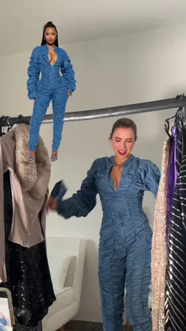 Outfit easy change by @FashionNova 🫧😍 result?? #transition #tutorial #funny #result #outfit  1. Icy girl faux pants  2. Comfort club jumpsuit  3. Dramatic distressed Maxi skirt 4. Maya Embellished mini dress  5. Slow Down Denim Jumpsuit 