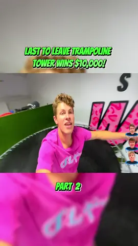 LAST TO LEAVE TRAMPOLINE TOWER WINS $10,000! Part 2 #benazelart #challenge #tower #Vlog #fyp #foryou #viralvideo 