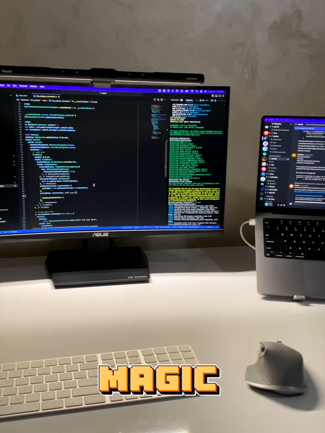 Put in the work and you'll see the magic 🌼 Desk setup updates ✨  #desksetuptour #desksinspo #setuptour #flutterdev #softwareengineering #motivationalvideo #aestheticsetup #cozydesksetup #cleansetup #WorkspaceGoals