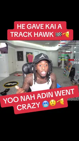 Adin gave kai a TRACK HAWK for hes birthday 😲🥶🏁🏁adin him #fyp #reaction #livestream #adinross #kaicenat #trackhawk 