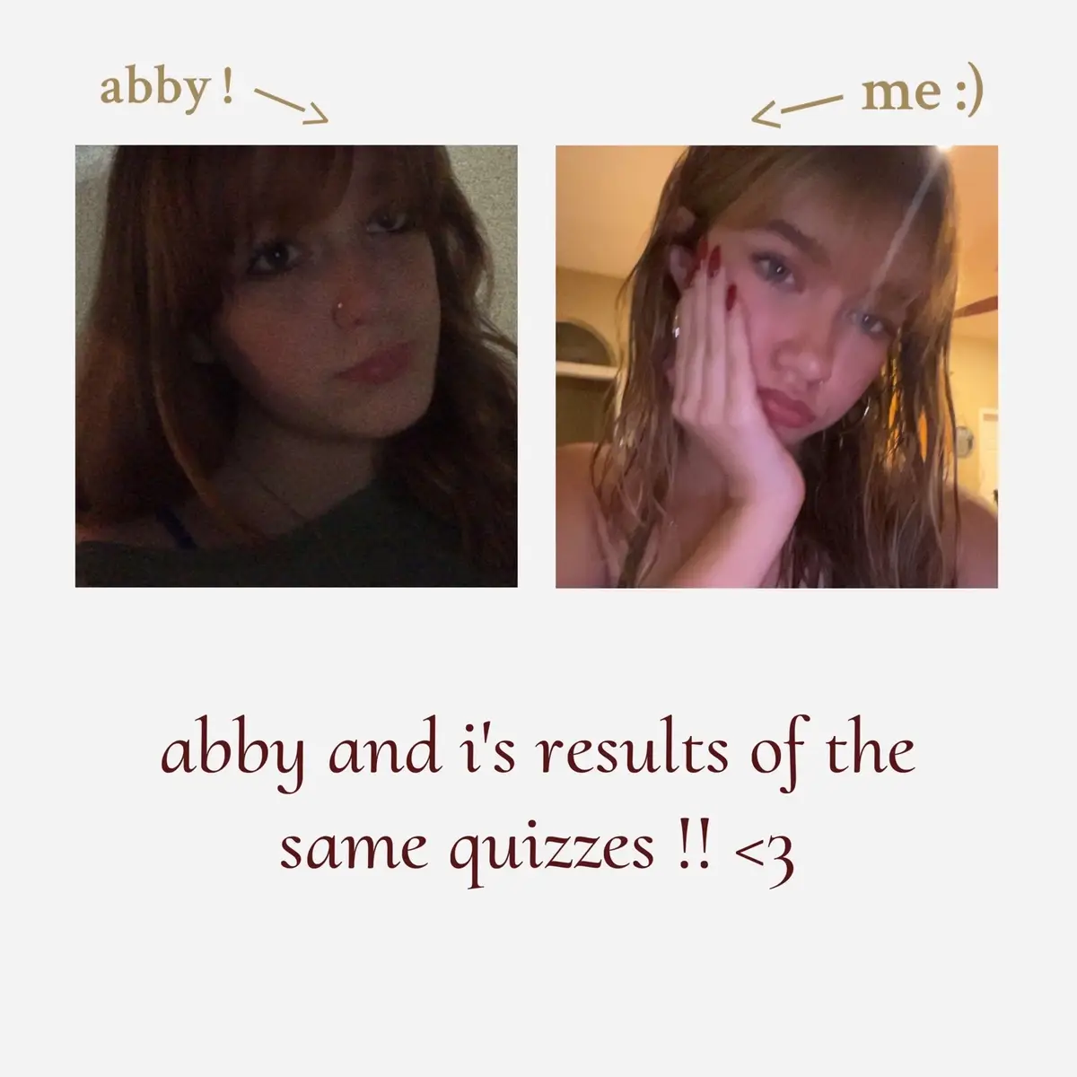 🎀 our results from the same quiz @abigail🍂 #bsfs 