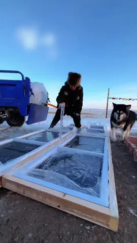When the outside is already freezing, you don’t need a fridge! Just build a natural fridge 👌🏻