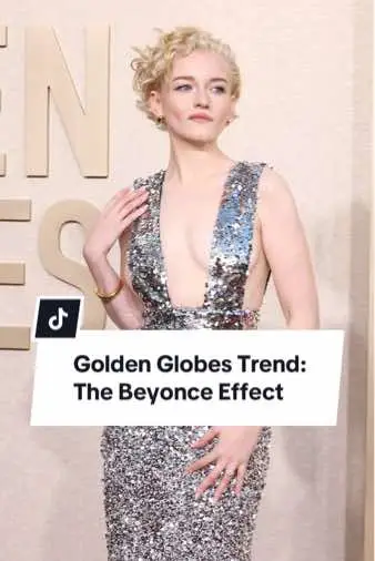 Our favorite celebs are channeling Beyonce in silver looks on the Golden Globes red carpet ✨ Which is your fave? #juliagarner #americaferrera #emmastone #elizabethdebicki #beyonce #silver #goldenglobes #goldenglobes2024 #redcarpetlooks 