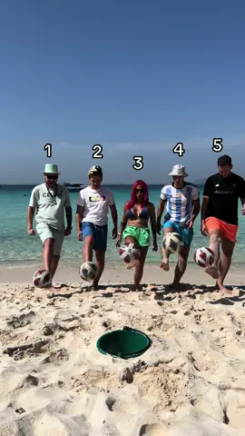 1,2,3,4 or 5 Who scored?⚽️😂 #challenge #football #fyp #foryou #beach #sea #funny #guess #who 