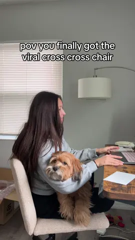 Easily the best decision ive made 🥰  #wfhlife #homeoffice #crisscrosschair #workfromhome #homeofficedecor 