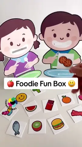 🍎 Foodie Fun Box: Turn snack time into a learning adventure! 🎉 Teach your little ones about healthy choices through playful interactions.  Grab this delightful printable at our Etsy store for a fun-filled educational experience! 🌈 #ChanaFavors #learningisfun #toddleractivities #preschoolactivities #playideasforkids 