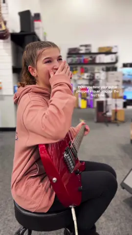 Restrung my old electric guitar @FirehouseGuitars so she could play it, she hadn’t heard it plugged in yet and i was smart enough to pull out my camera and get her first reaction to hearing it plugged in for the first time 😁  Watching her live and breathe music in every aspect of her life the way I do has been a dream come true ♥️ #electricguitar #firstguitar #crazytrain #happygirl #happymom #thisisthemoment #viral #firehouseguitars #music #musicislife 