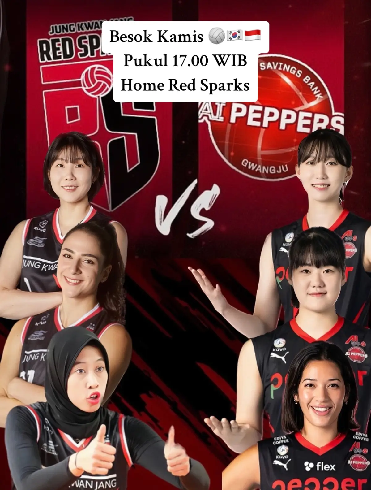 Besok guys jam 17.00 WIB Red Sparks VS Ai Peppers (Home) 🏐🇰🇷🔥#volleyball #volleyballkorea #megawatihangestri #voli #bolavoli 