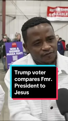 Trump supporters sit down with NBC News' Garrett Haake to discuss how they feel about the former president's legal challenges. One man goes so far as to compare #Trump to Jesus Christ, saying, “when Jesus died, he died for us … so when Trump is facing all these things, he's doing it for us in our place.”